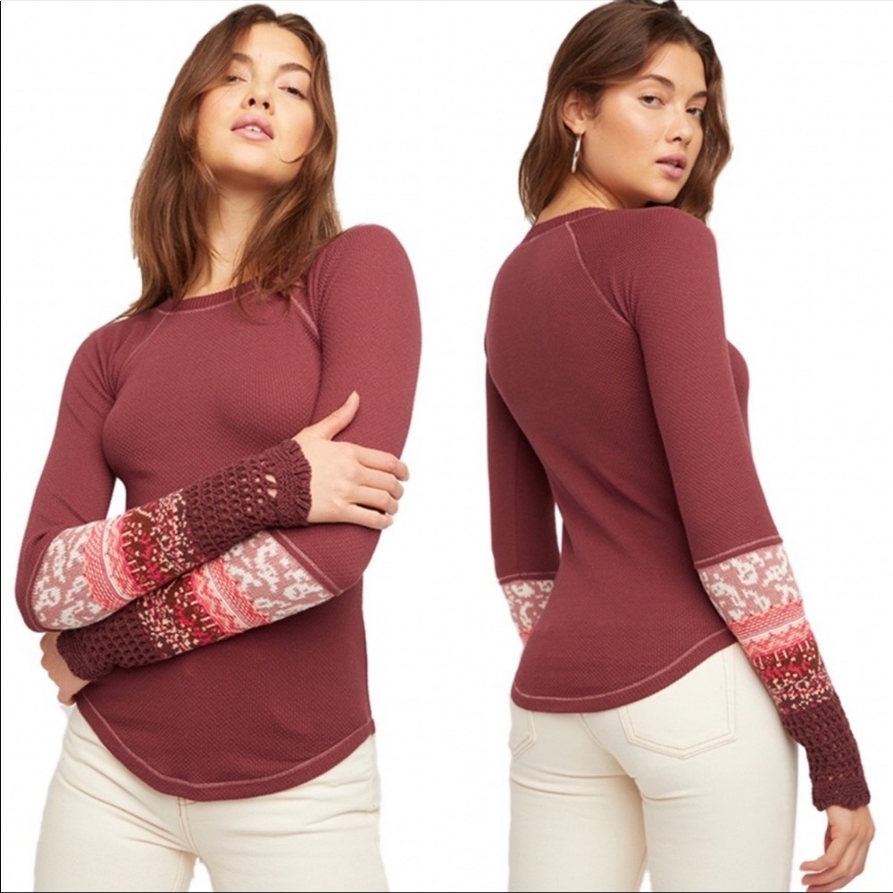 NWT Free People In The Mix Cuff Top